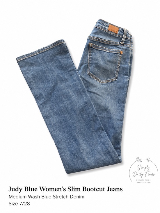 Judy Blue Denim - Judy Blue Women’s Slim Bootcut Jeans Medium Wash Blue Stretch Denim Size 7/28